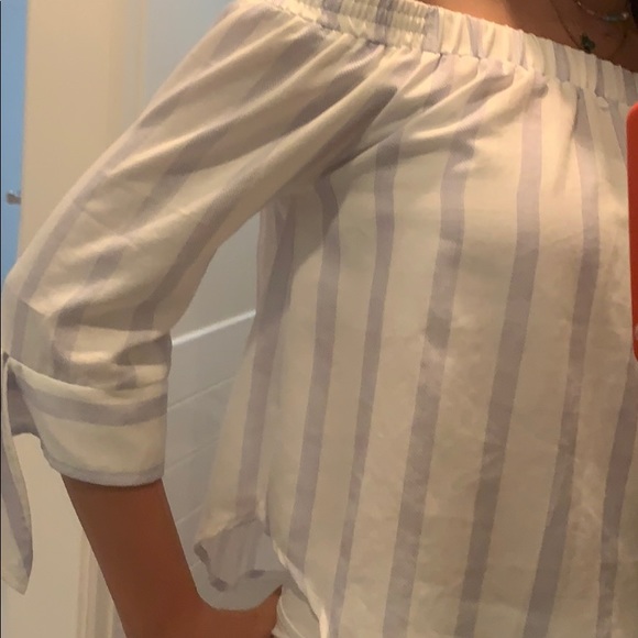 Blue and white off the shoulder top - Picture 3 of 3